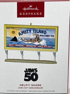 New 2025 Hallmark Ornament Jaws 50th Anniversary Amity Island Help!!! Shark